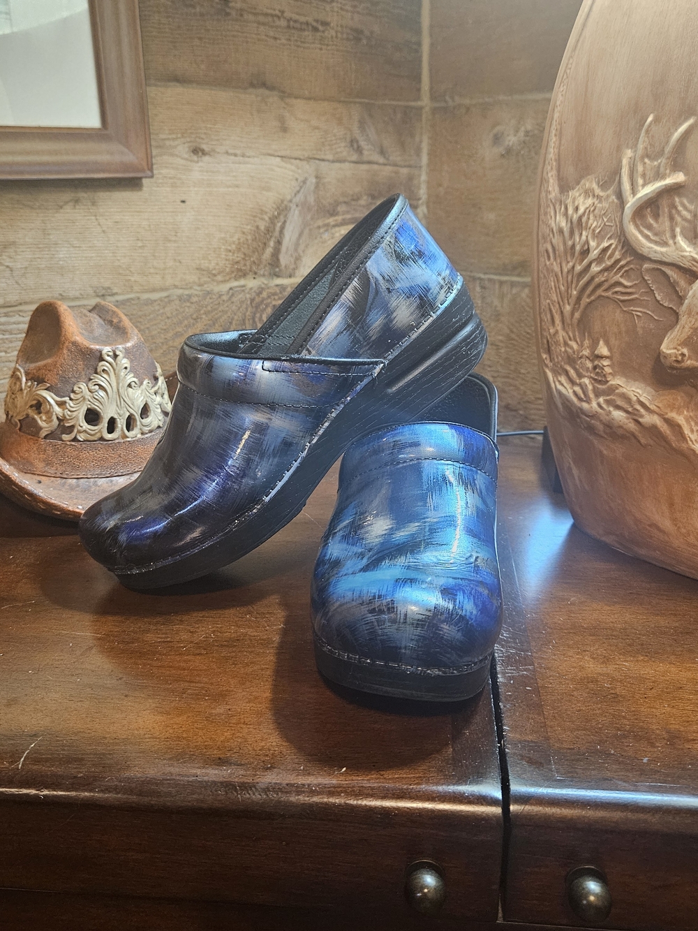 Dansko Women's Blue Brushstroke Clogs
